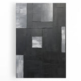Geometric Minimalist Wall Art - Textured Black and Gray Abstract Design