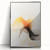 Minimalist Abstract Wall Art - Flowing Orange and Black Fluid Design