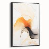 Minimalist Abstract Wall Art - Flowing Orange and Black Fluid Design
