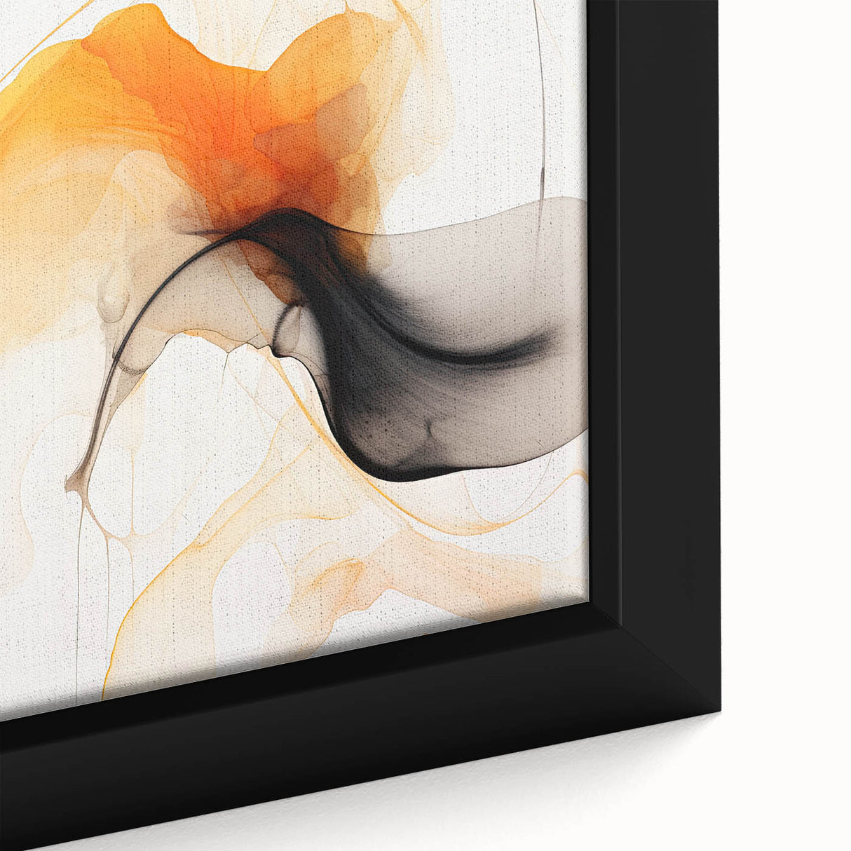 Minimalist Abstract Wall Art - Flowing Orange and Black Fluid Design