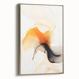 Minimalist Abstract Wall Art - Flowing Orange and Black Fluid Design