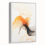 Minimalist Abstract Wall Art - Flowing Orange and Black Fluid Design