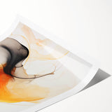 Minimalist Abstract Wall Art - Flowing Orange and Black Fluid Design