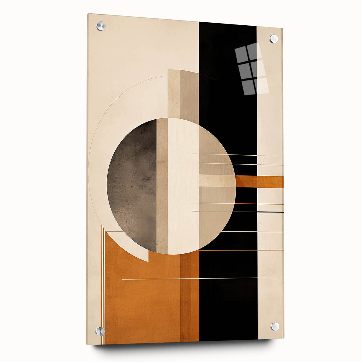 Geometric Minimalist Wall Art - Bold Circle and Line Design in Earth Tones
