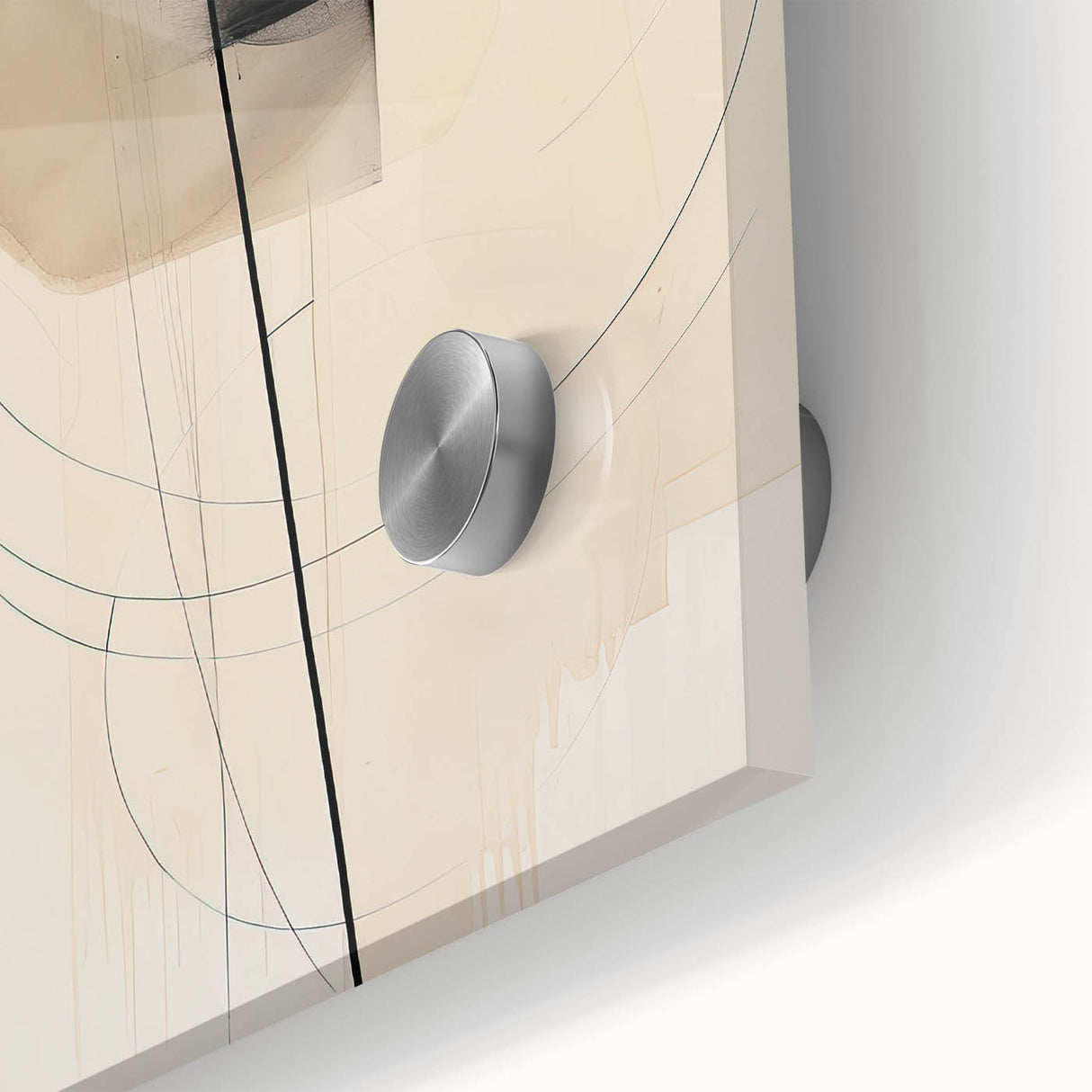 Geometric Minimalist Wall Art - Abstract Circles and Lines in Neutral Tones