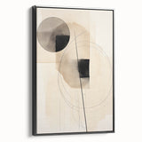 Geometric Minimalist Wall Art - Abstract Circles and Lines in Neutral Tones