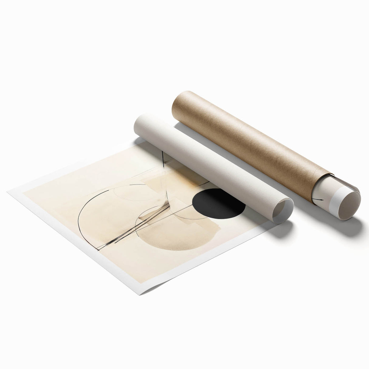 Minimalist Geometric Wall Art - Abstract Circles and Lines in Neutral Tones
