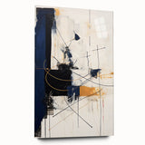 Bold Abstract Geometric Wall Art - Navy, Black, and Gold Modern Design