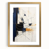 Bold Abstract Geometric Wall Art - Navy, Black, and Gold Modern Design