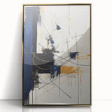 Bold Abstract Geometric Wall Art - Navy, Black, and Gold Modern Design