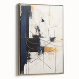 Bold Abstract Geometric Wall Art - Navy, Black, and Gold Modern Design