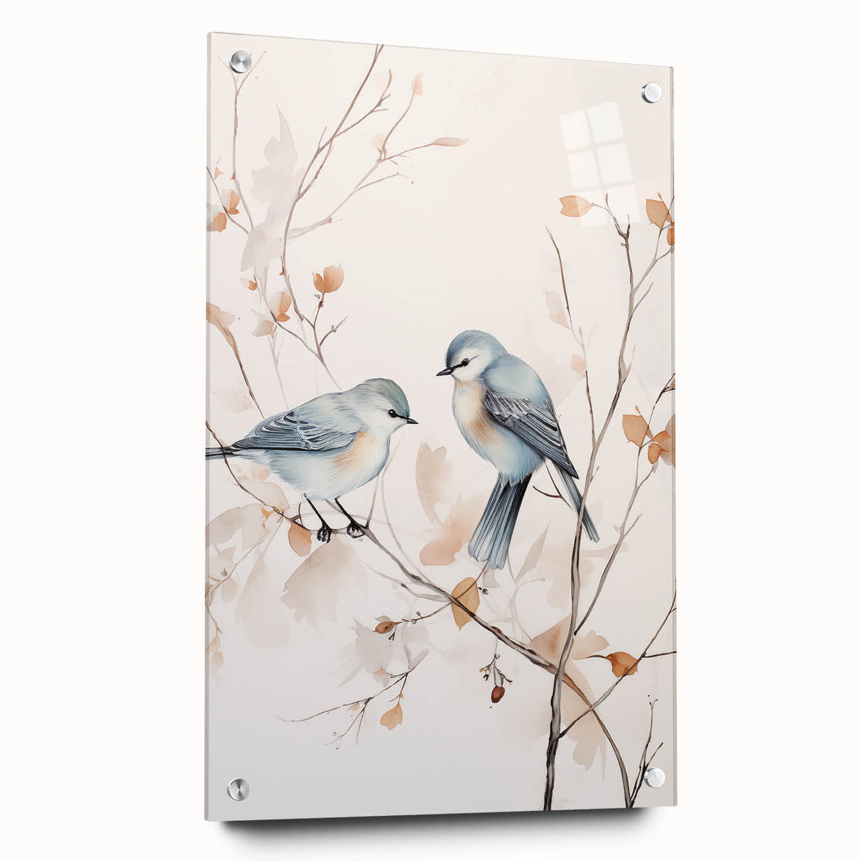 Minimalist Bird Wall Art - Delicate Watercolor Birds and Branches Design