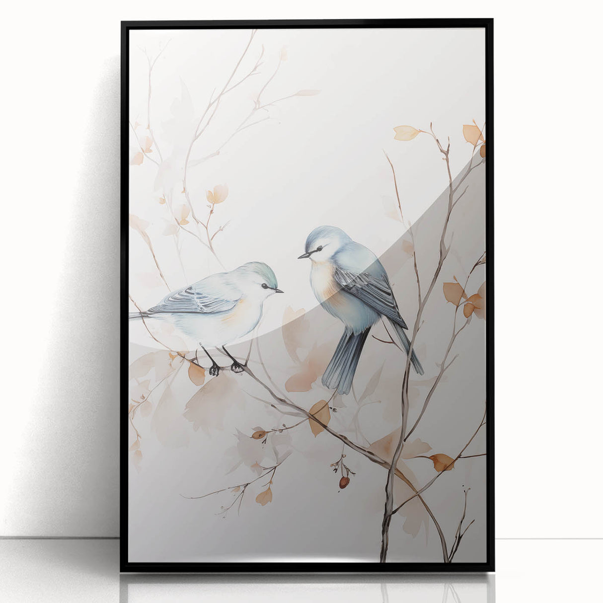 Minimalist Bird Wall Art - Delicate Watercolor Birds and Branches Design