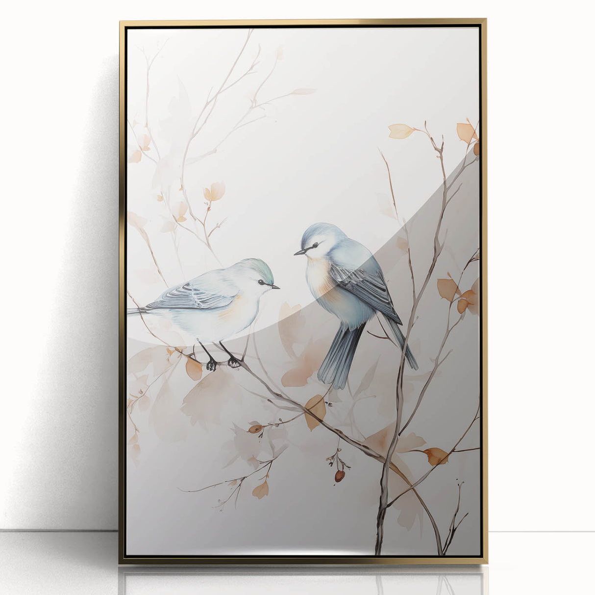 Minimalist Bird Wall Art - Delicate Watercolor Birds and Branches Design