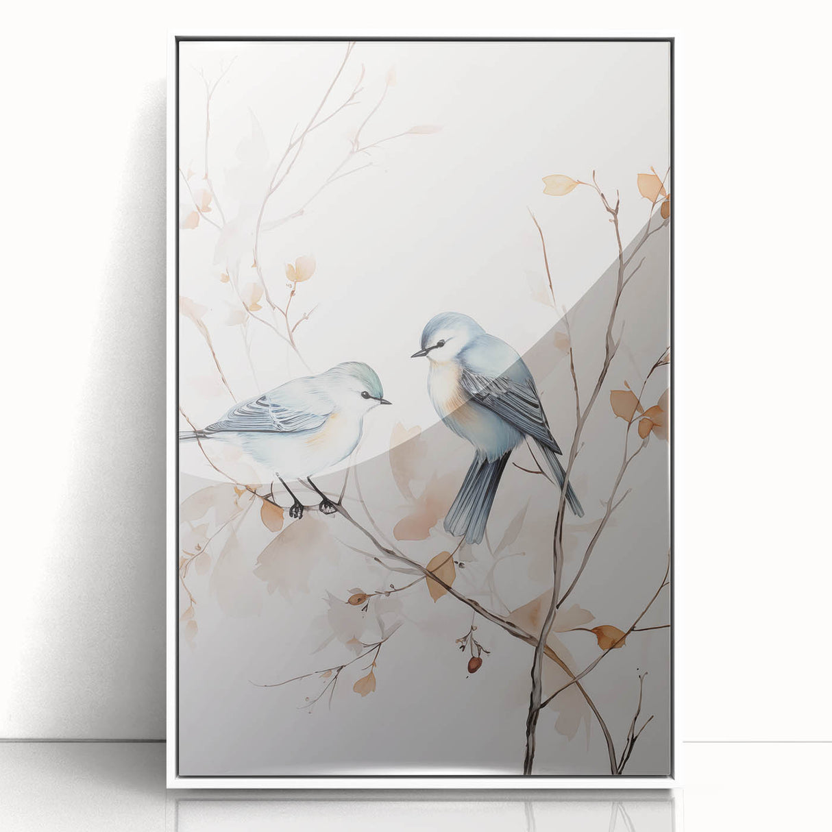 Minimalist Bird Wall Art - Delicate Watercolor Birds and Branches Design