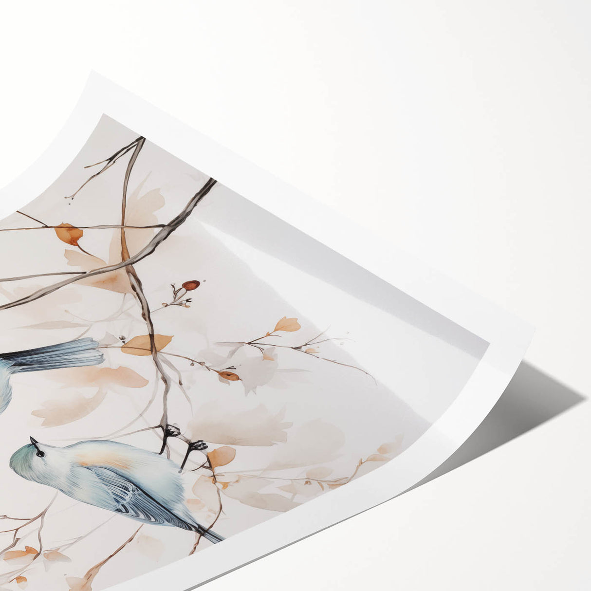 Minimalist Bird Wall Art - Delicate Watercolor Birds and Branches Design