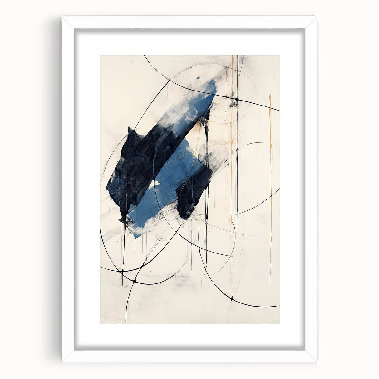 Bold Minimalist Abstract Wall Art - Dynamic Blue and Black Design