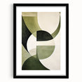 Geometric Minimalist Wall Art - Abstract Green and White Curves Design