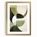 Geometric Minimalist Wall Art - Abstract Green and White Curves Design