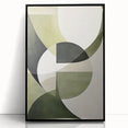 Geometric Minimalist Wall Art - Abstract Green and White Curves Design