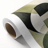 Geometric Minimalist Wall Art - Abstract Green and White Curves Design