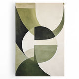 Geometric Minimalist Wall Art - Abstract Green and White Curves Design