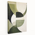 Geometric Minimalist Wall Art - Abstract Green and White Curves Design