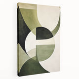 Geometric Minimalist Wall Art - Abstract Green and White Curves Design
