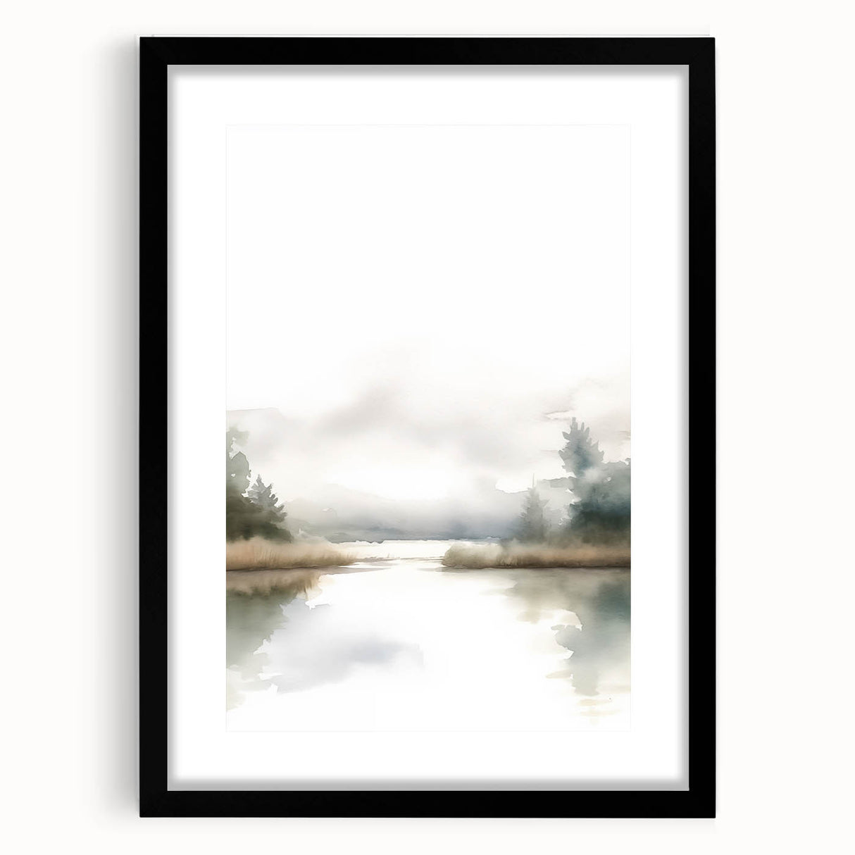 Minimalist Watercolor Landscape Wall Art - Tranquil Nature Scene