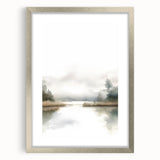 Minimalist Watercolor Landscape Wall Art - Tranquil Nature Scene