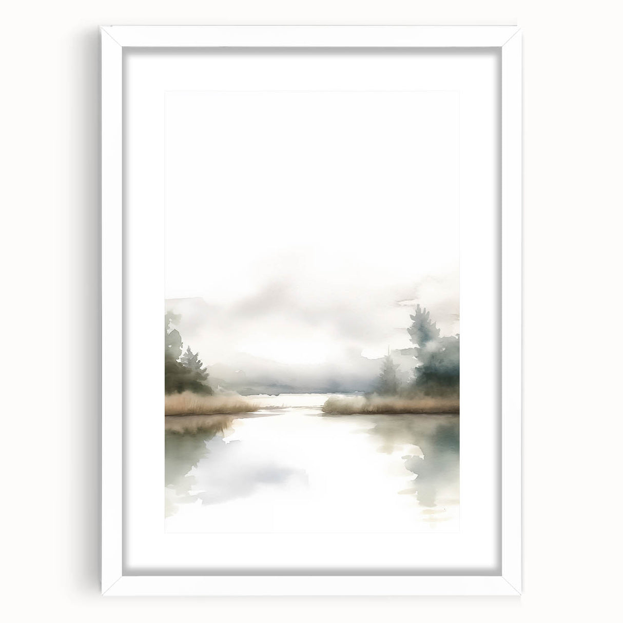 Minimalist Watercolor Landscape Wall Art - Tranquil Nature Scene