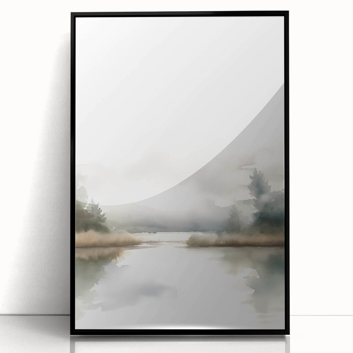Minimalist Watercolor Landscape Wall Art - Tranquil Nature Scene