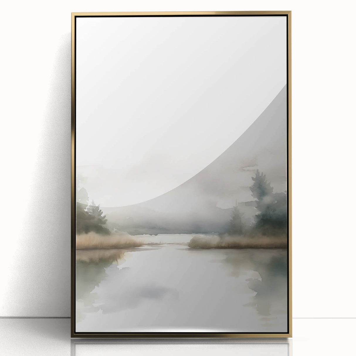 Minimalist Watercolor Landscape Wall Art - Tranquil Nature Scene