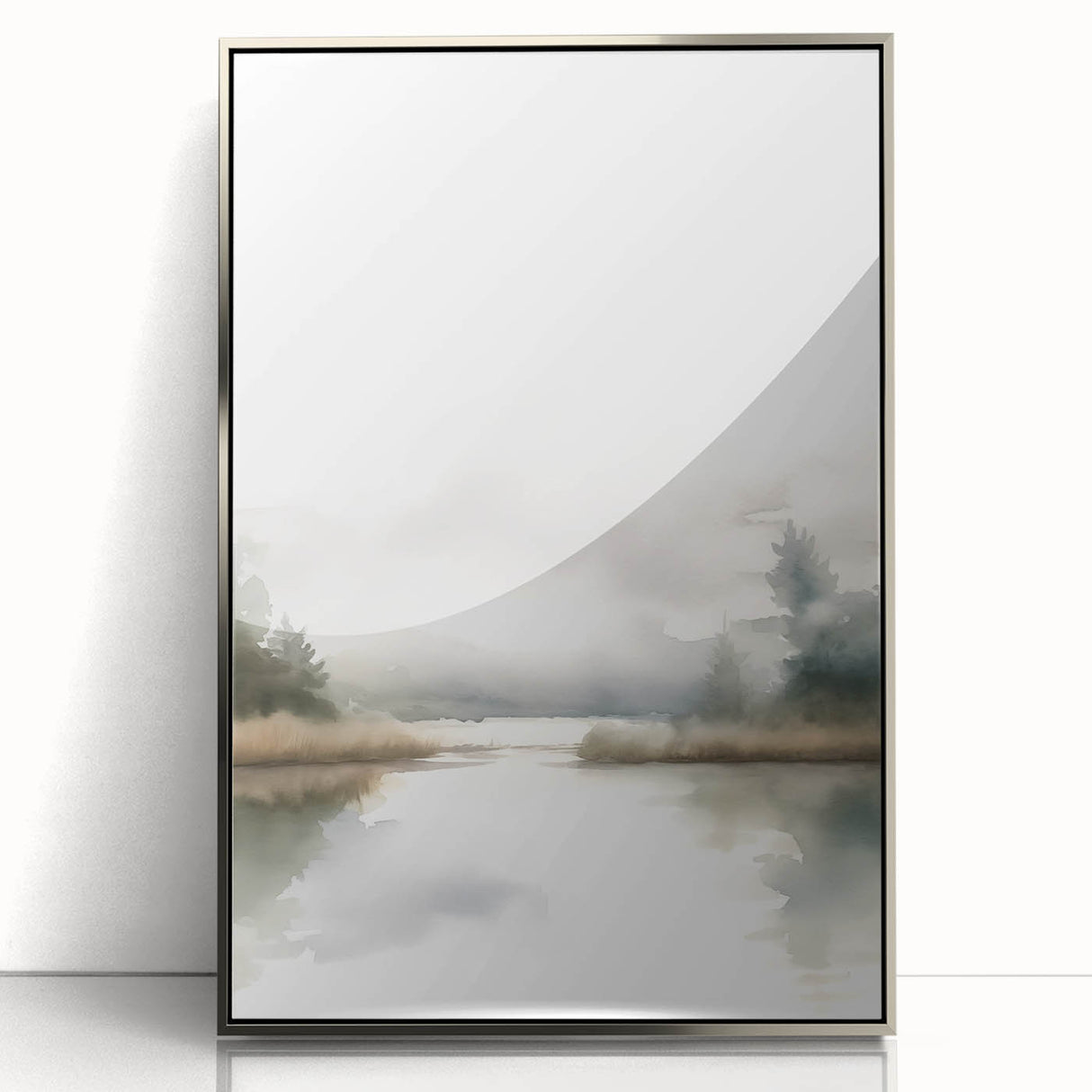 Minimalist Watercolor Landscape Wall Art - Tranquil Nature Scene