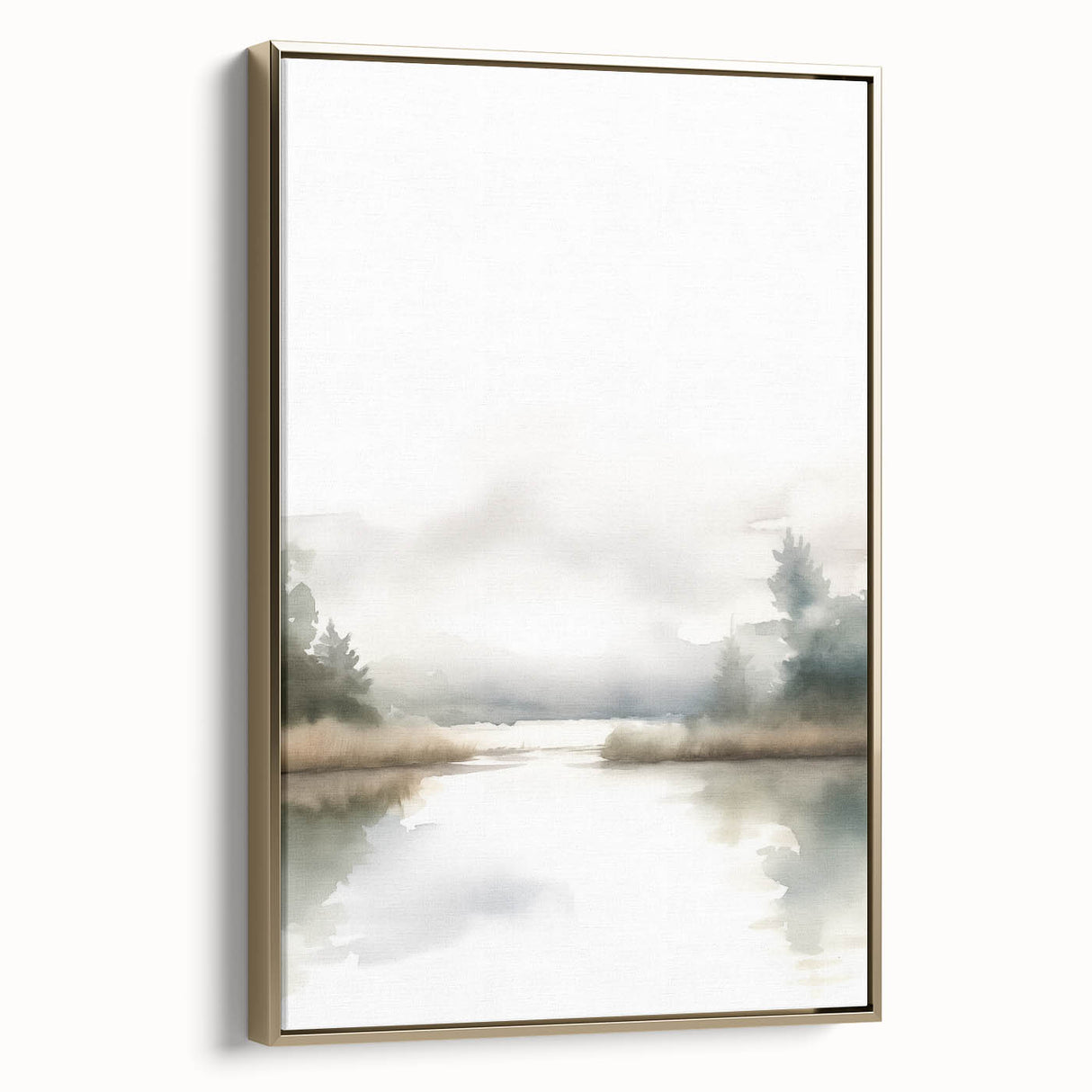 Minimalist Watercolor Landscape Wall Art - Tranquil Nature Scene