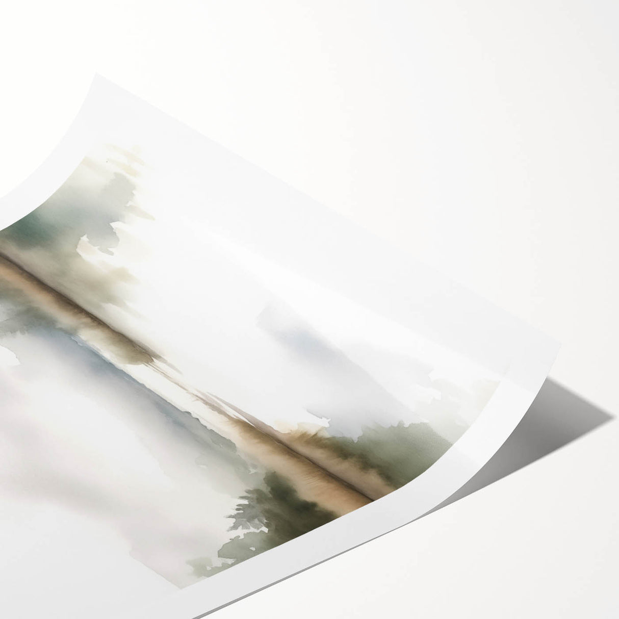 Minimalist Watercolor Landscape Wall Art - Tranquil Nature Scene