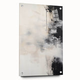 Abstract Minimalist Wall Art - Soft White and Bold Black Brushstrokes