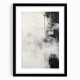Abstract Minimalist Wall Art - Soft White and Bold Black Brushstrokes