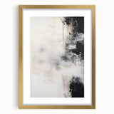 Abstract Minimalist Wall Art - Soft White and Bold Black Brushstrokes