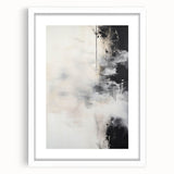 Abstract Minimalist Wall Art - Soft White and Bold Black Brushstrokes