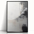 Abstract Minimalist Wall Art - Soft White and Bold Black Brushstrokes