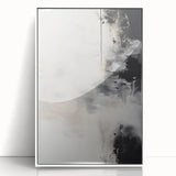Abstract Minimalist Wall Art - Soft White and Bold Black Brushstrokes
