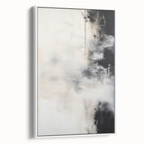 Abstract Minimalist Wall Art - Soft White and Bold Black Brushstrokes