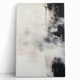 Abstract Minimalist Wall Art - Soft White and Bold Black Brushstrokes