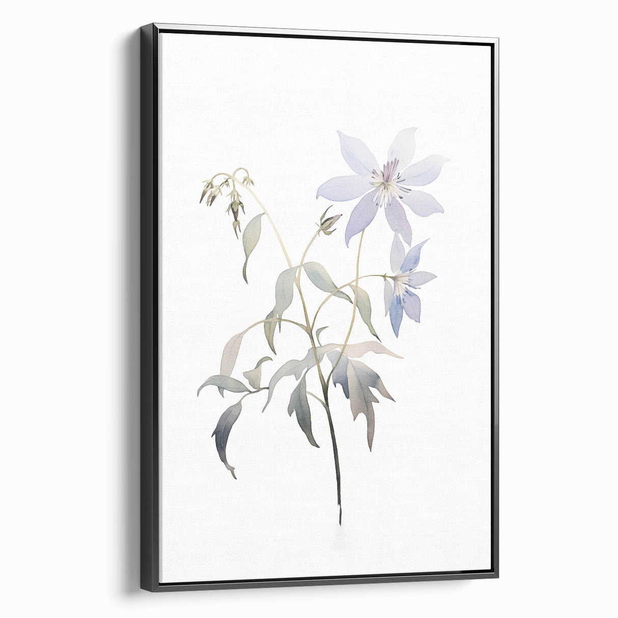 Minimalist Floral Wall Art - Soft Watercolor Flowers in Pale Blue Tones