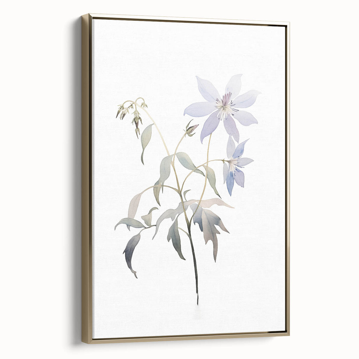 Minimalist Floral Wall Art - Soft Watercolor Flowers in Pale Blue Tones