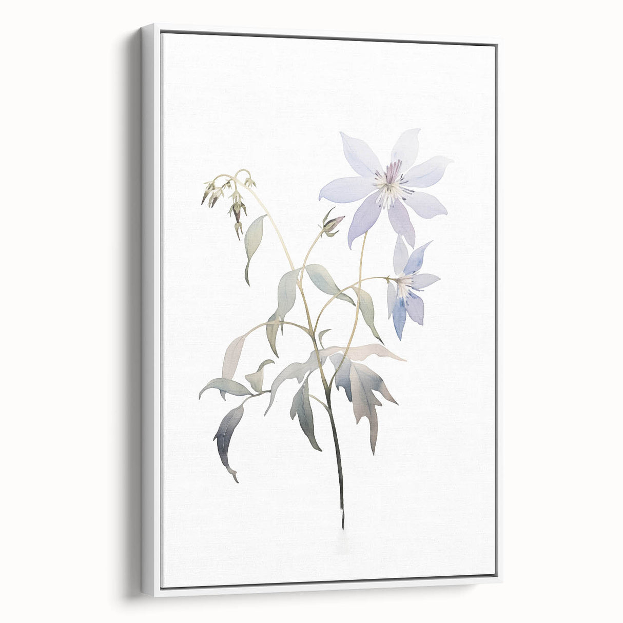 Minimalist Floral Wall Art - Soft Watercolor Flowers in Pale Blue Tones