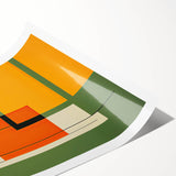 Modern Minimalist Art: Geometric Abstract Minimalist Wall Art in Green and Orange