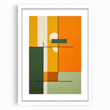 Abstract Minimalist Wall Art: Bold Geometric Design in Green and Orange