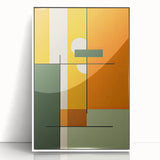 Abstract Minimalist Wall Art: Bold Geometric Design in Green and Orange